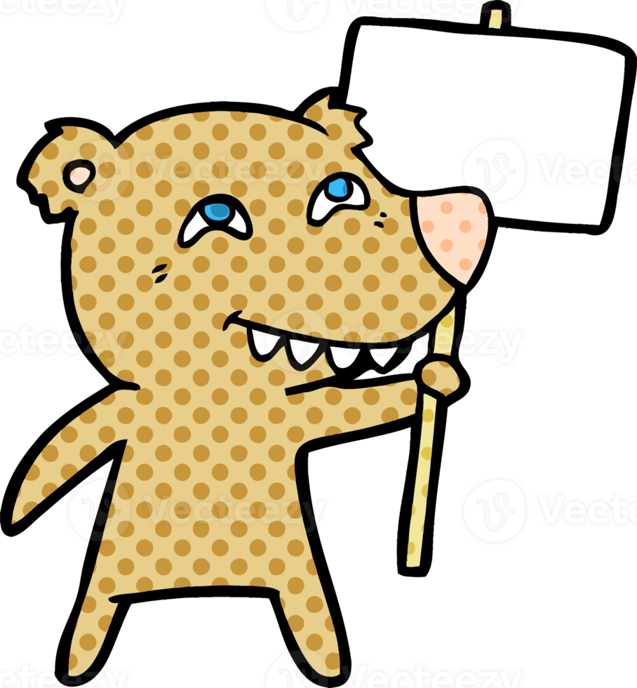 bear cartoon chraracter with protest sign png