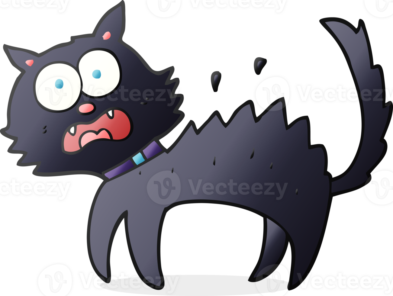 drawn cartoon scared black cat png