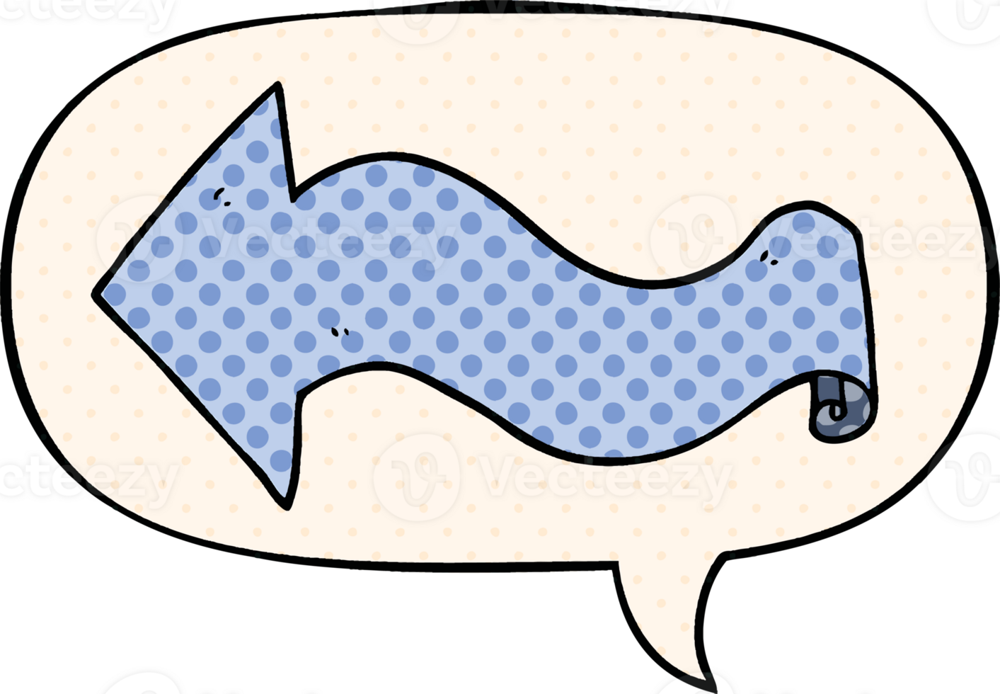 cartoon arrow with speech bubble in comic book style png