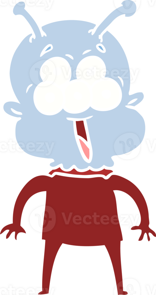 happy flat color style cartoon alien png