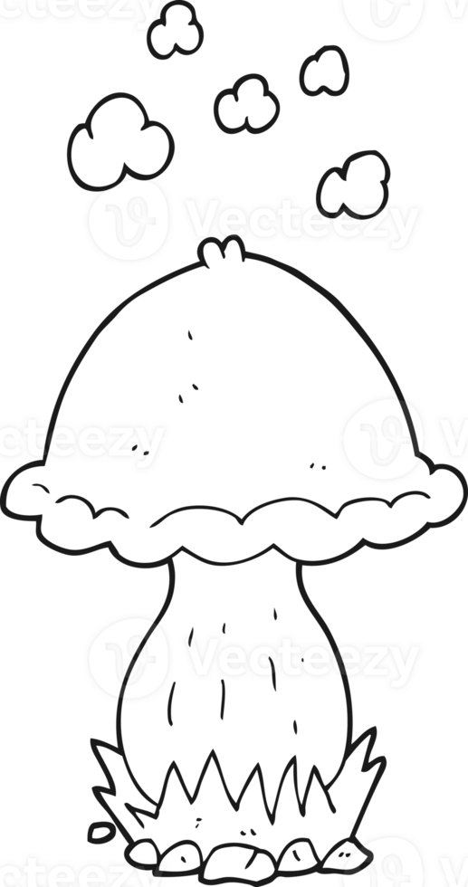 drawn black and white cartoon toadstool png