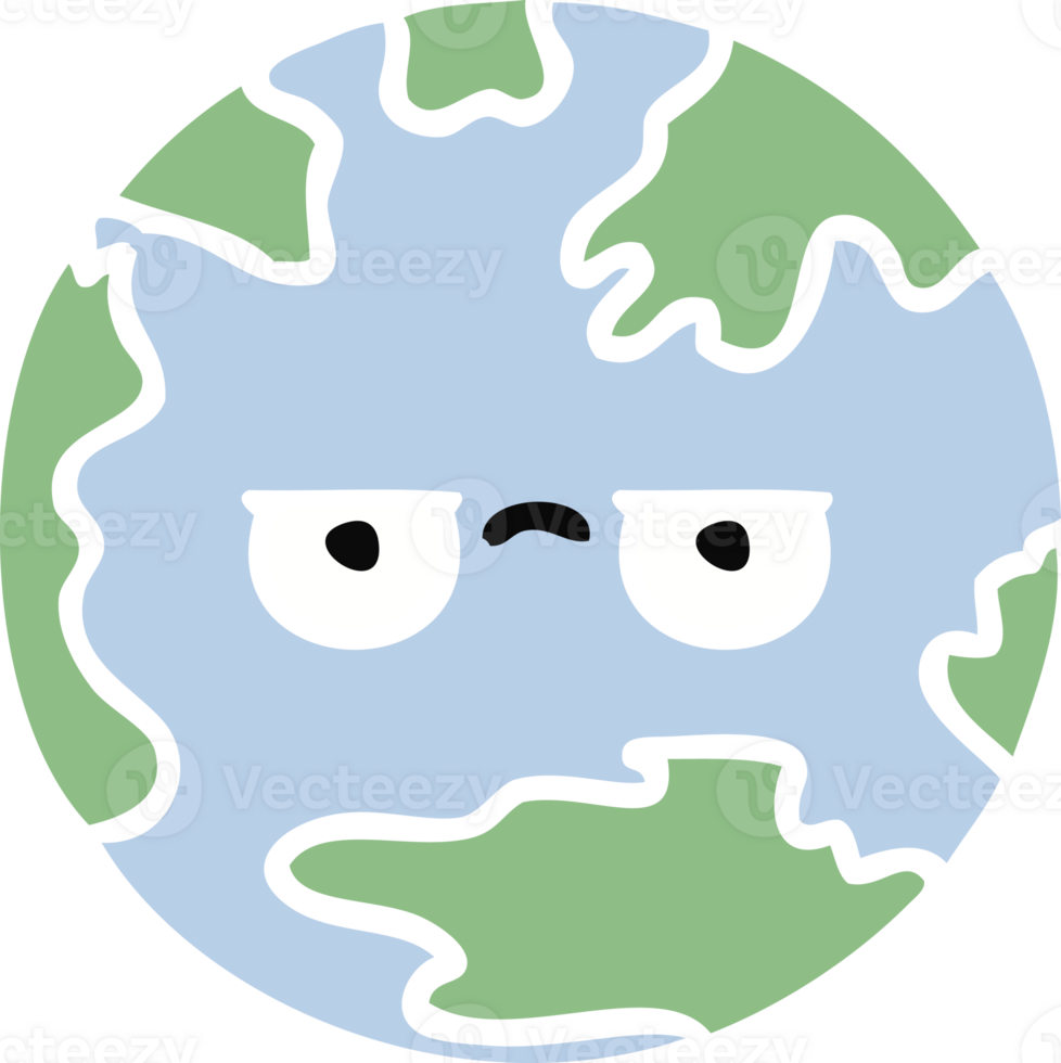flat color retro cartoon of a planet earth png