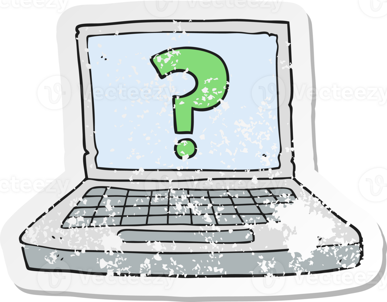 retro distressed sticker of a cartoon internet search png
