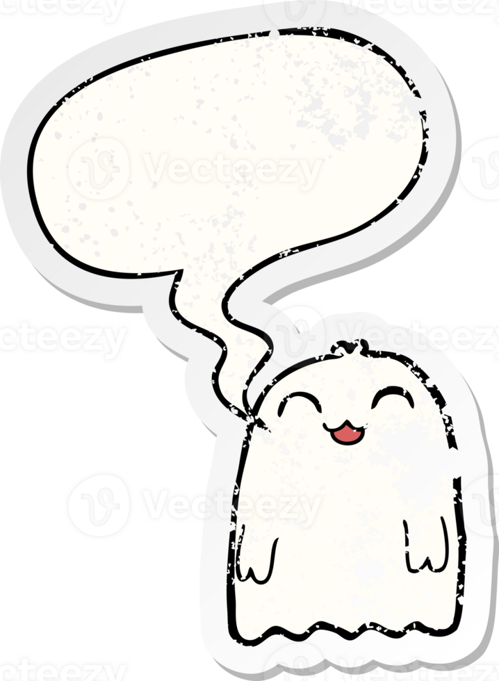 cartoon ghost with speech bubble distressed distressed old sticker png