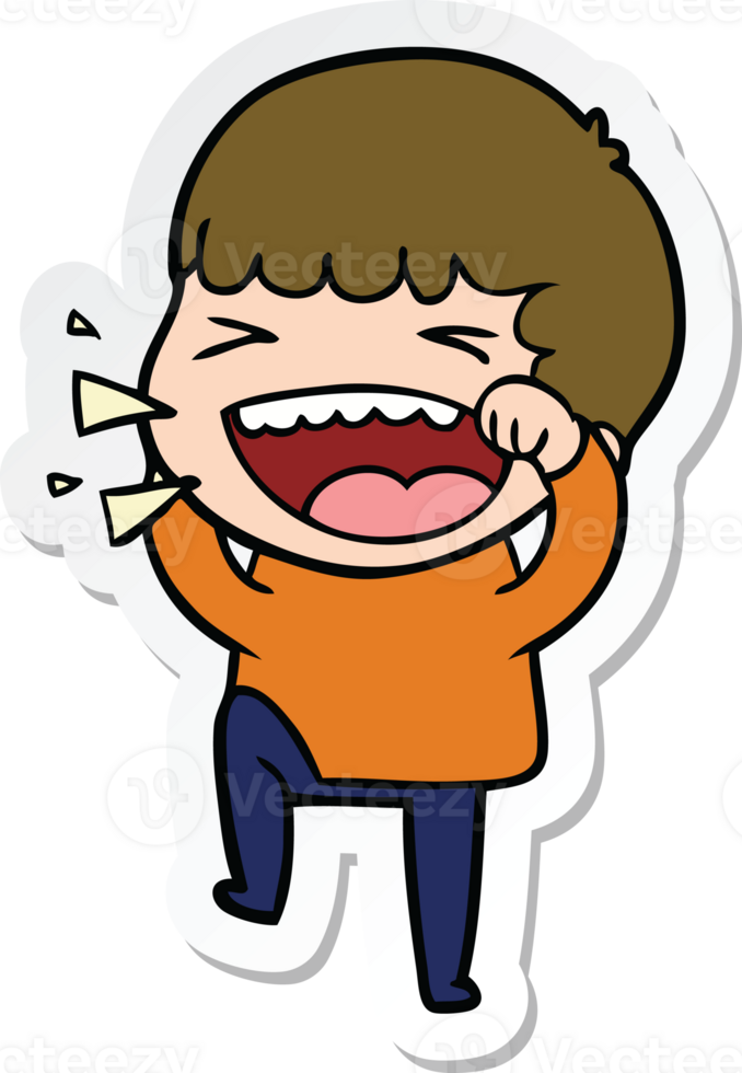 sticker of a cartoon laughing man png