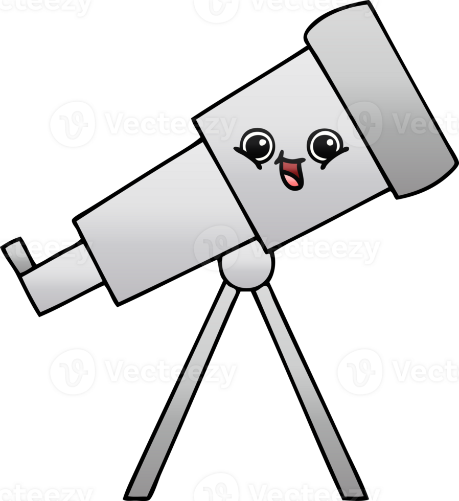 gradient shaded cartoon of a telescope png