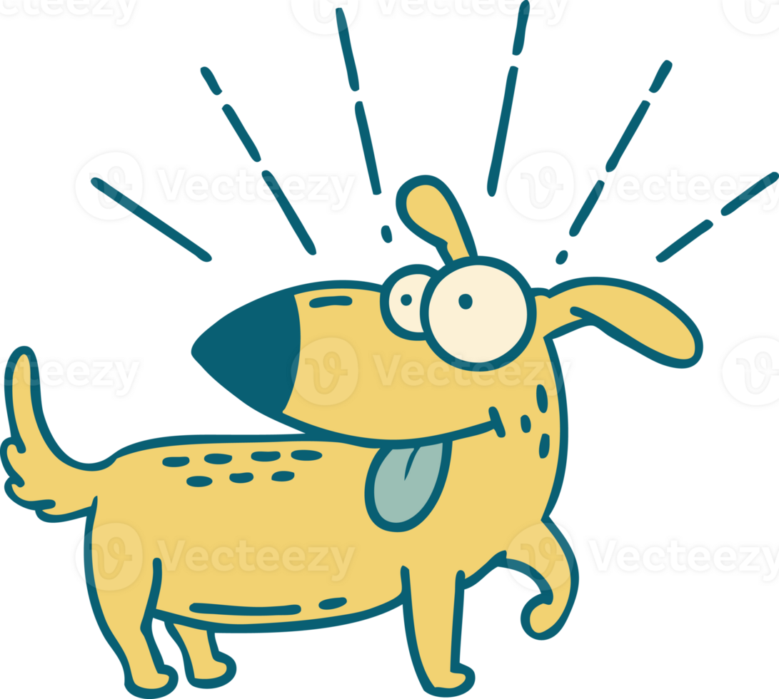 illustration of a traditional tattoo style happy dog png