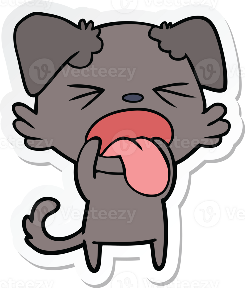 sticker of a cartoon disgusted dog png