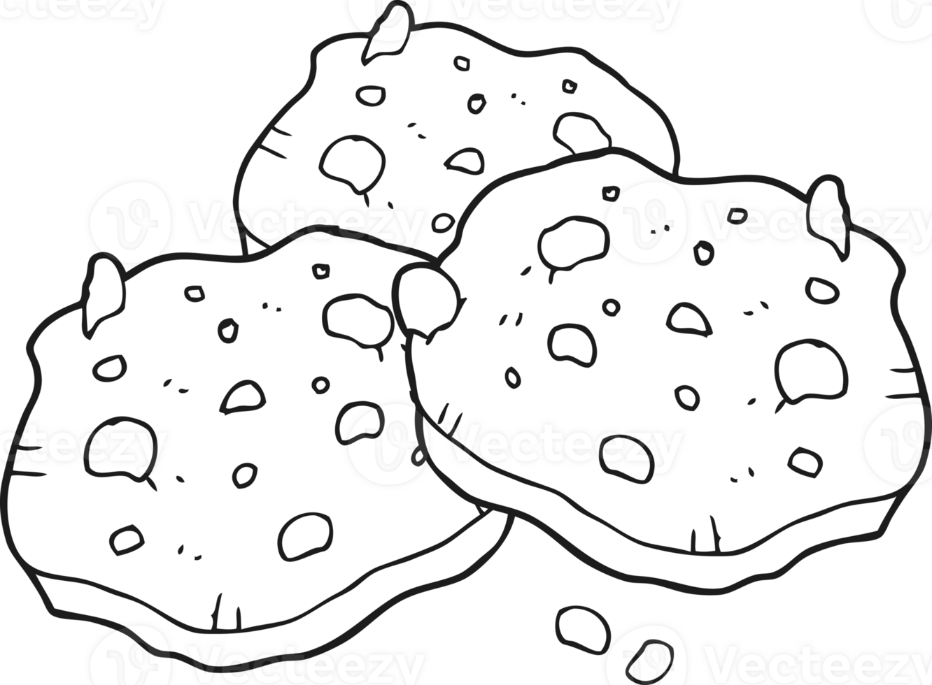 drawn black and white cartoon chocolate chip cookies png