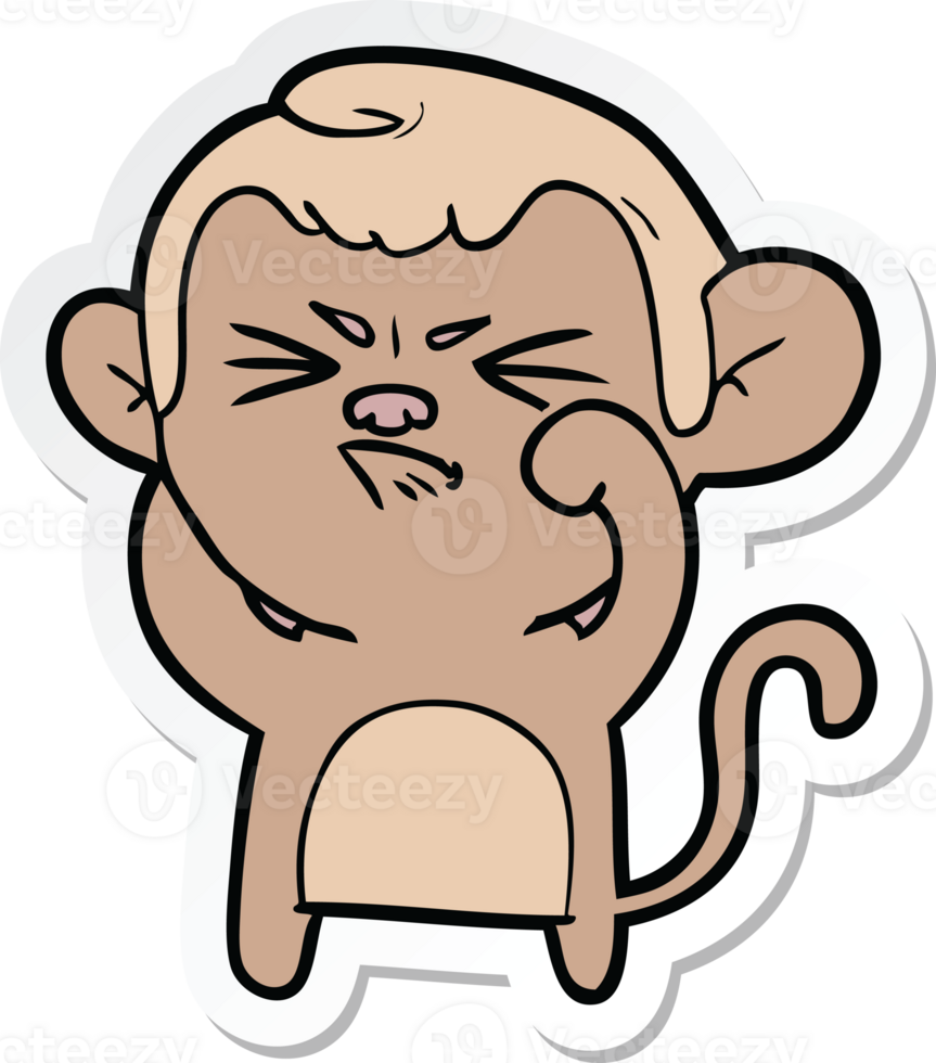sticker of a cartoon angry monkey png