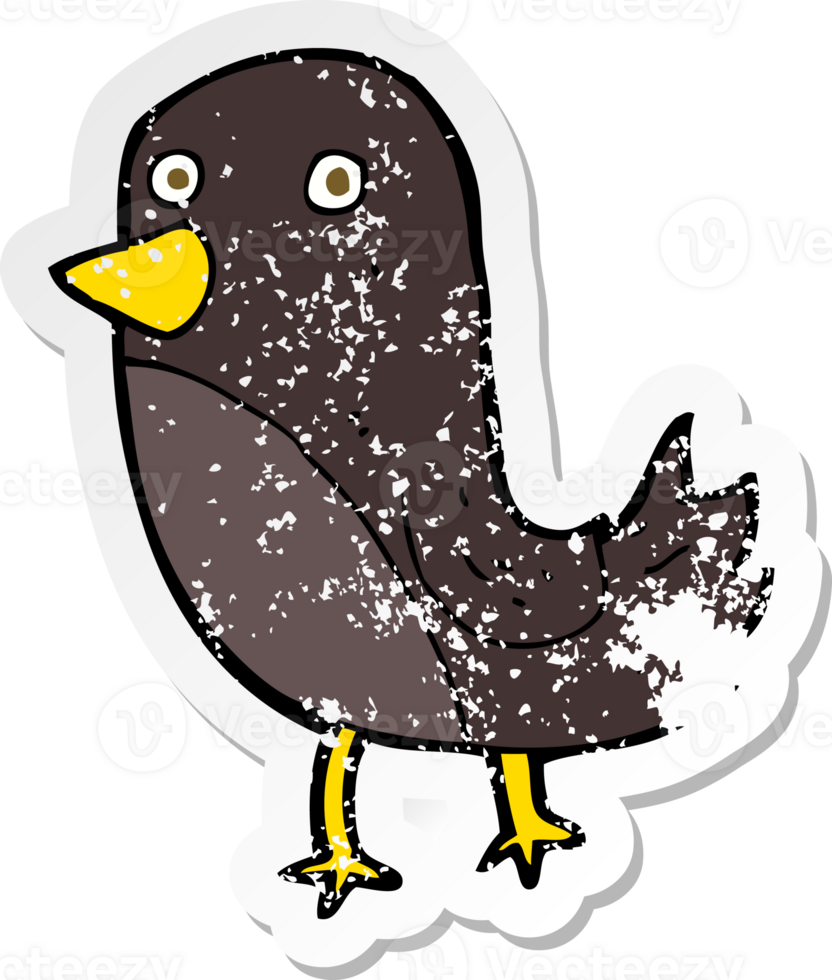 retro distressed sticker of a cartoon bird png