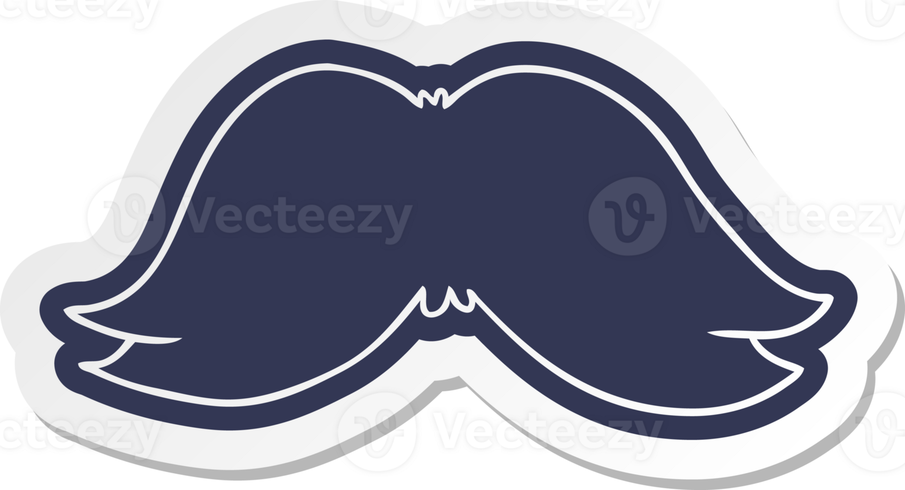 cartoon sticker of a mans moustache png