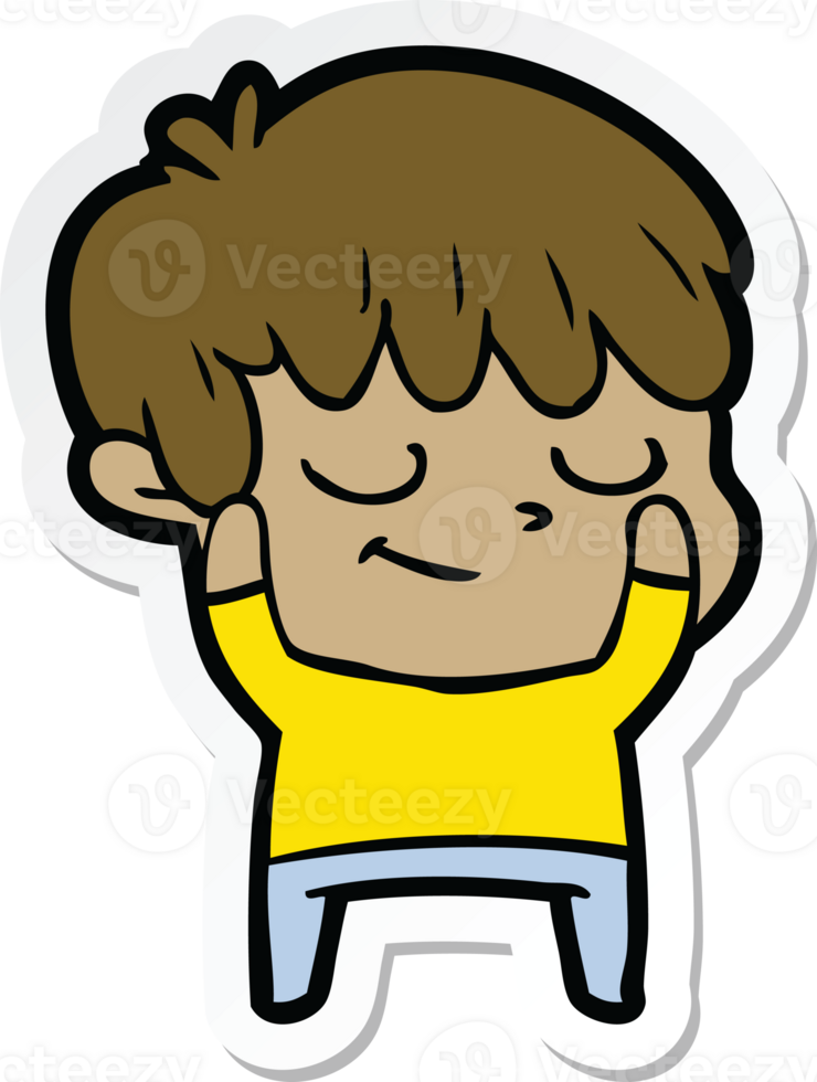 sticker of a happy cartoon boy png