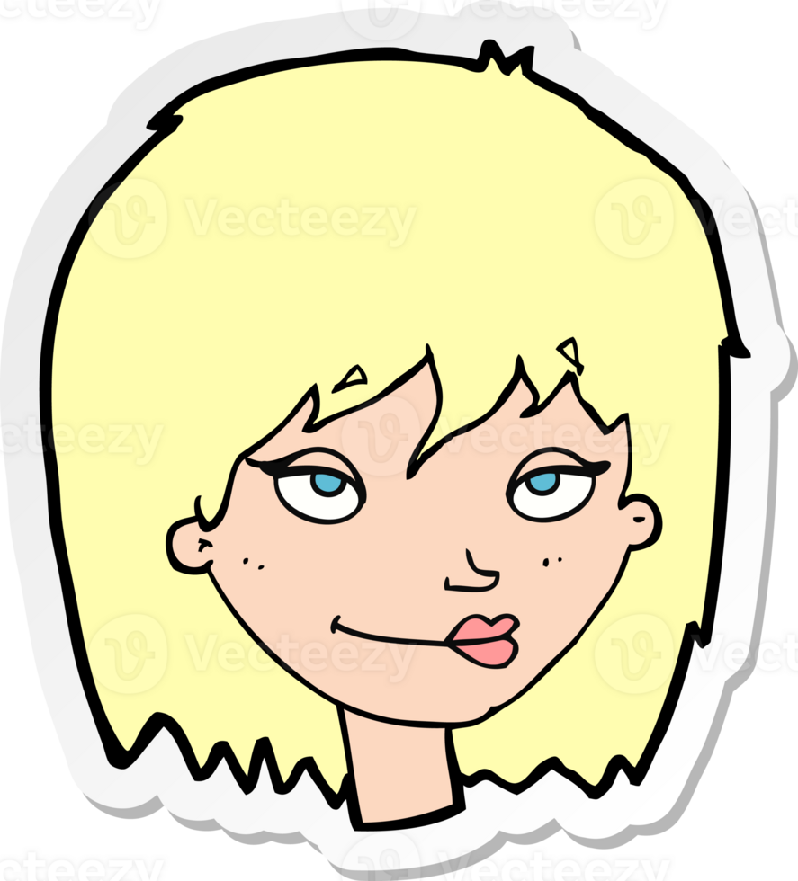 sticker of a cartoon smiling woman png