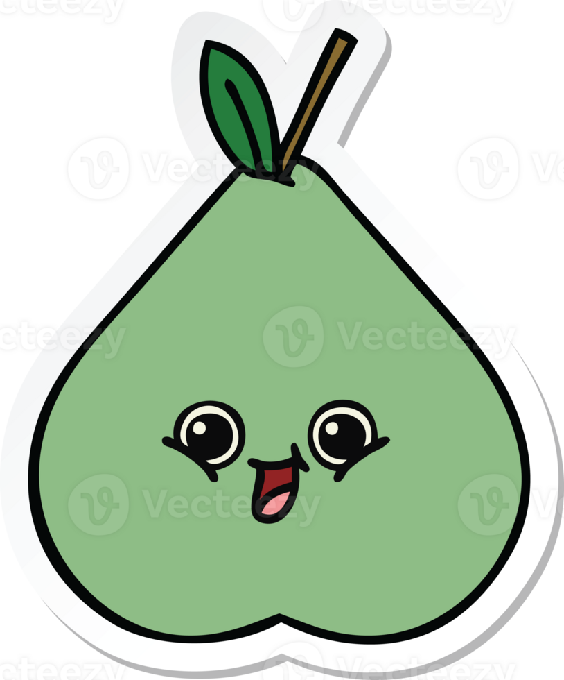 sticker of a cute cartoon green pear png