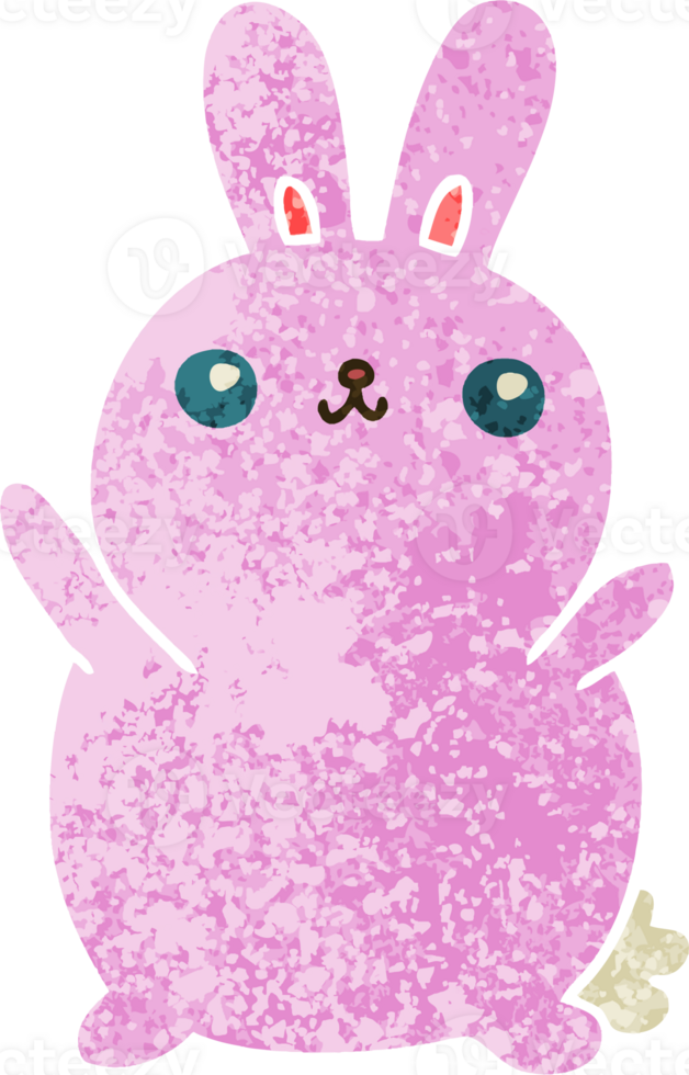 retro illustration style quirky cartoon rabbit png