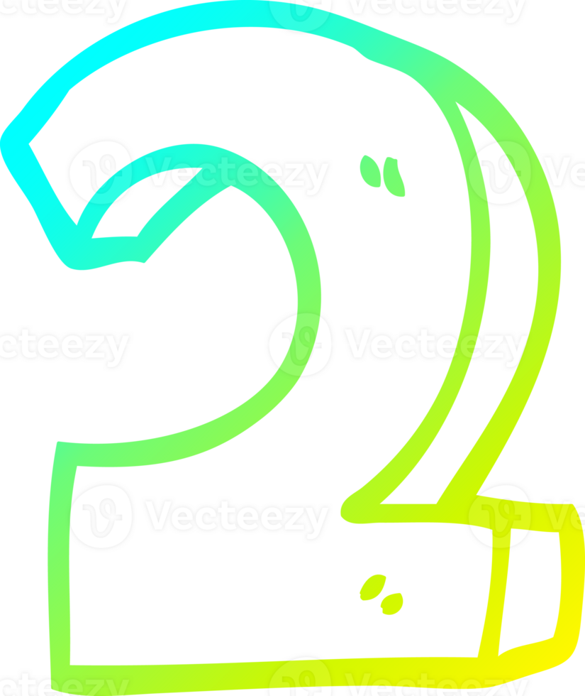 cold gradient line drawing of a cartoon number two png