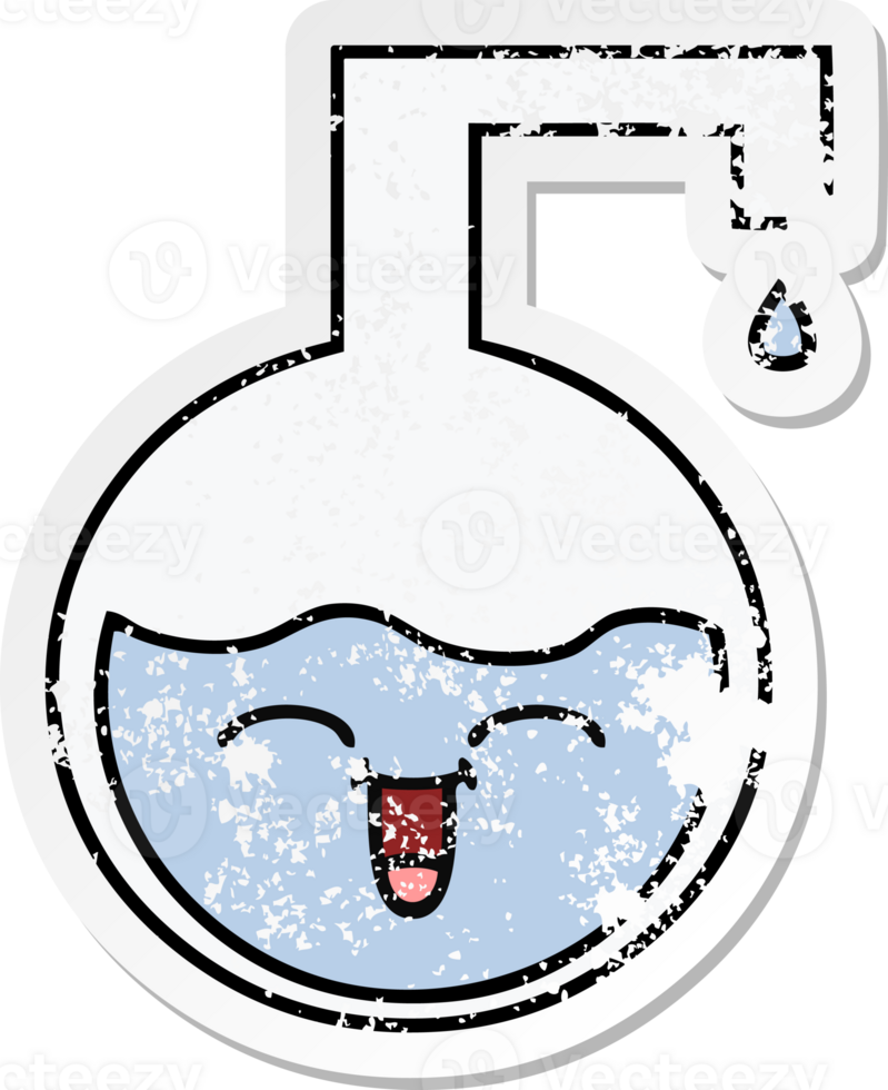 distressed sticker of a cute cartoon science experiment png