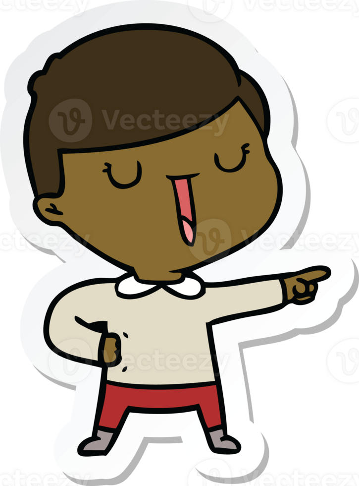 sticker of a cartoon happy boy png