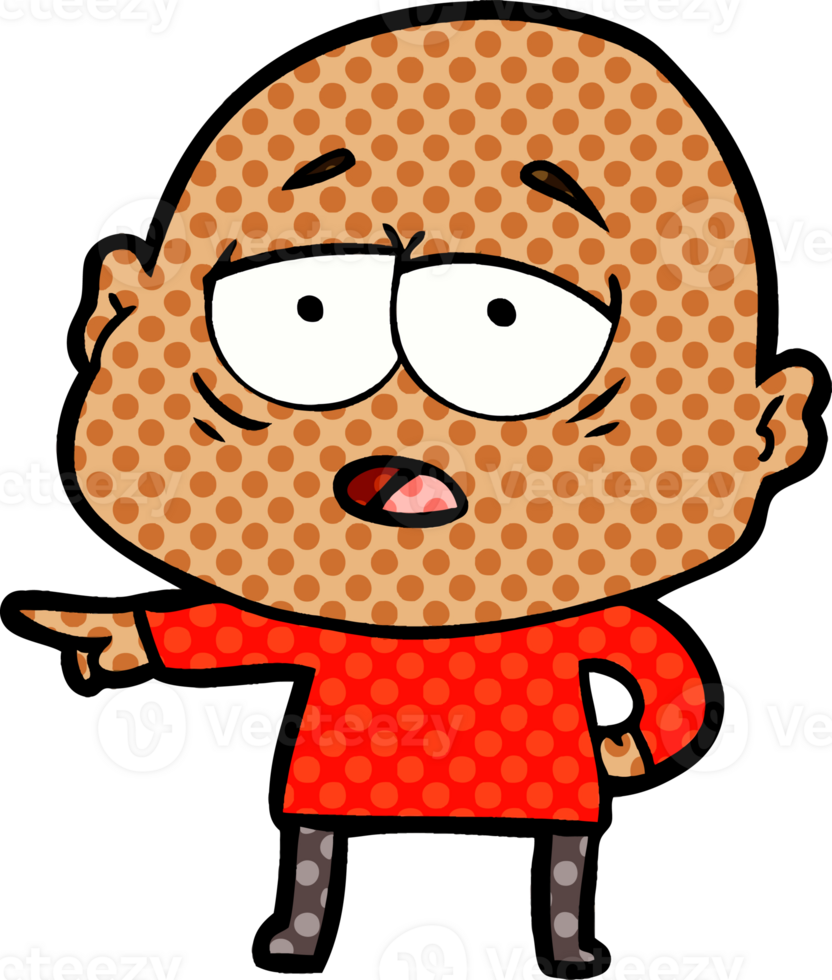 cartoon tired bald man png