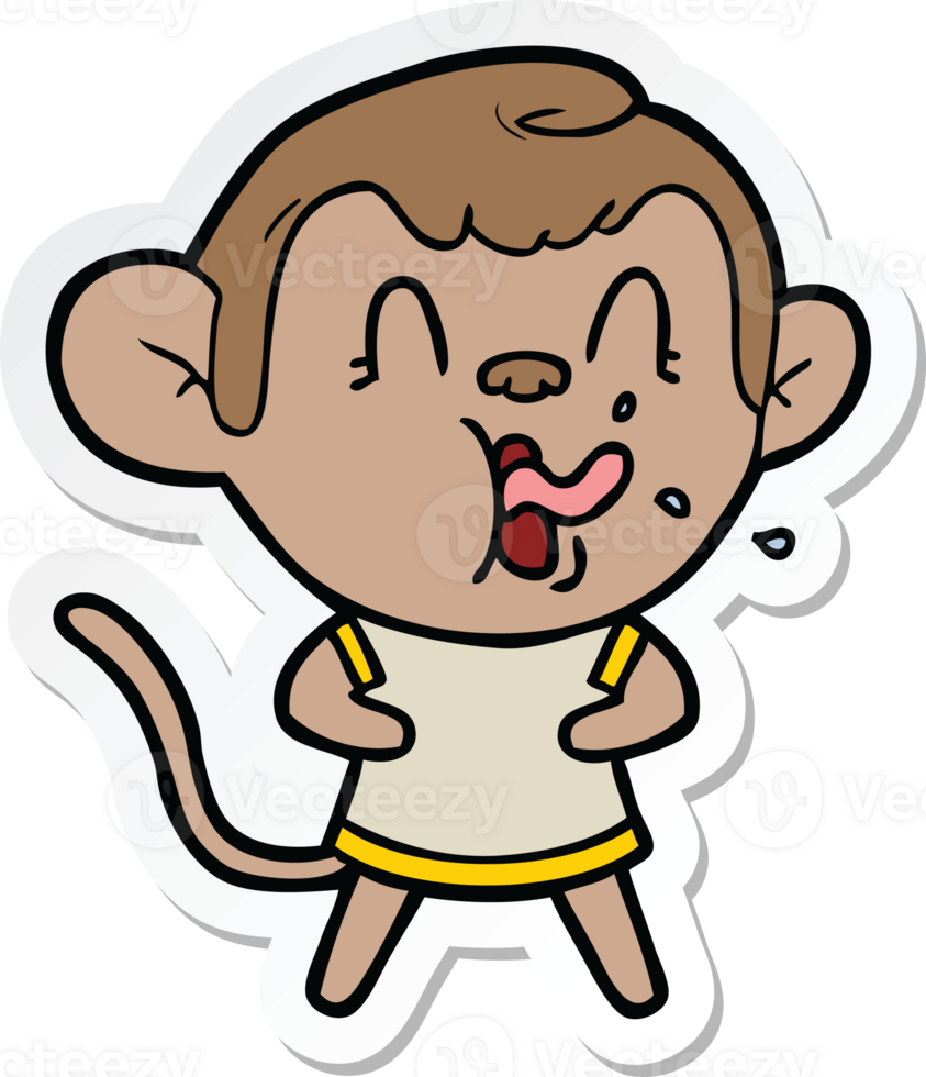 sticker of a crazy cartoon monkey png