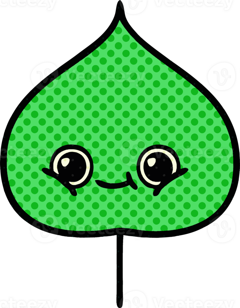 comic book style cartoon of a expressional leaf png