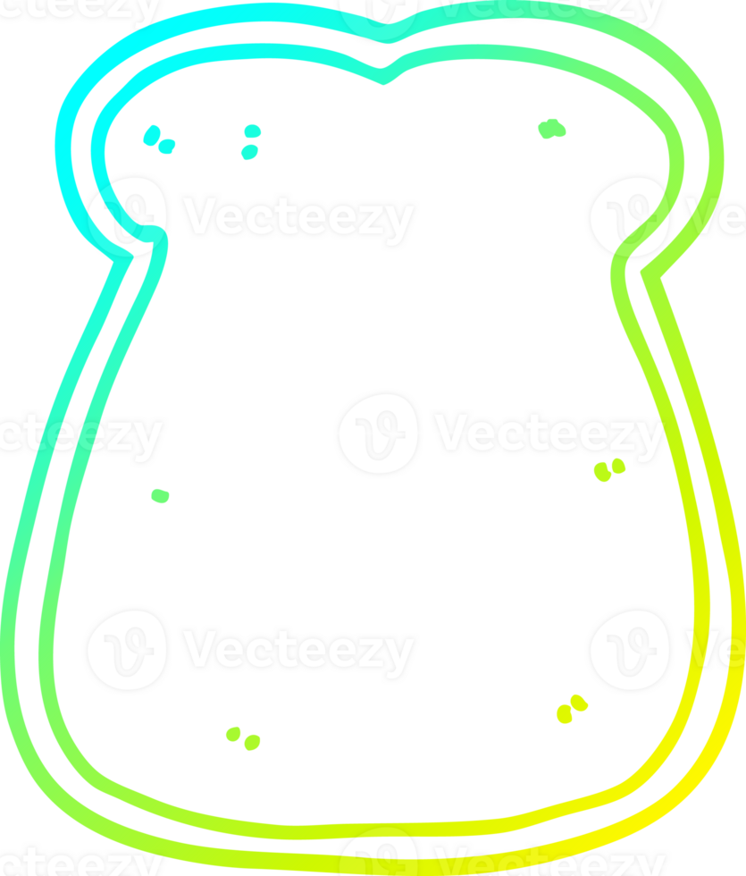 cold gradient line drawing of a cartoon slice of bread png
