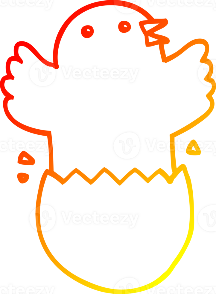 warm gradient line drawing of a cartoon hatching bird png