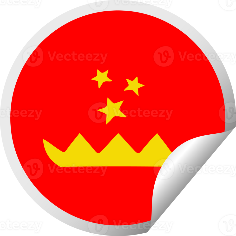 circular peeling sticker cartoon of a magic lotus flower png