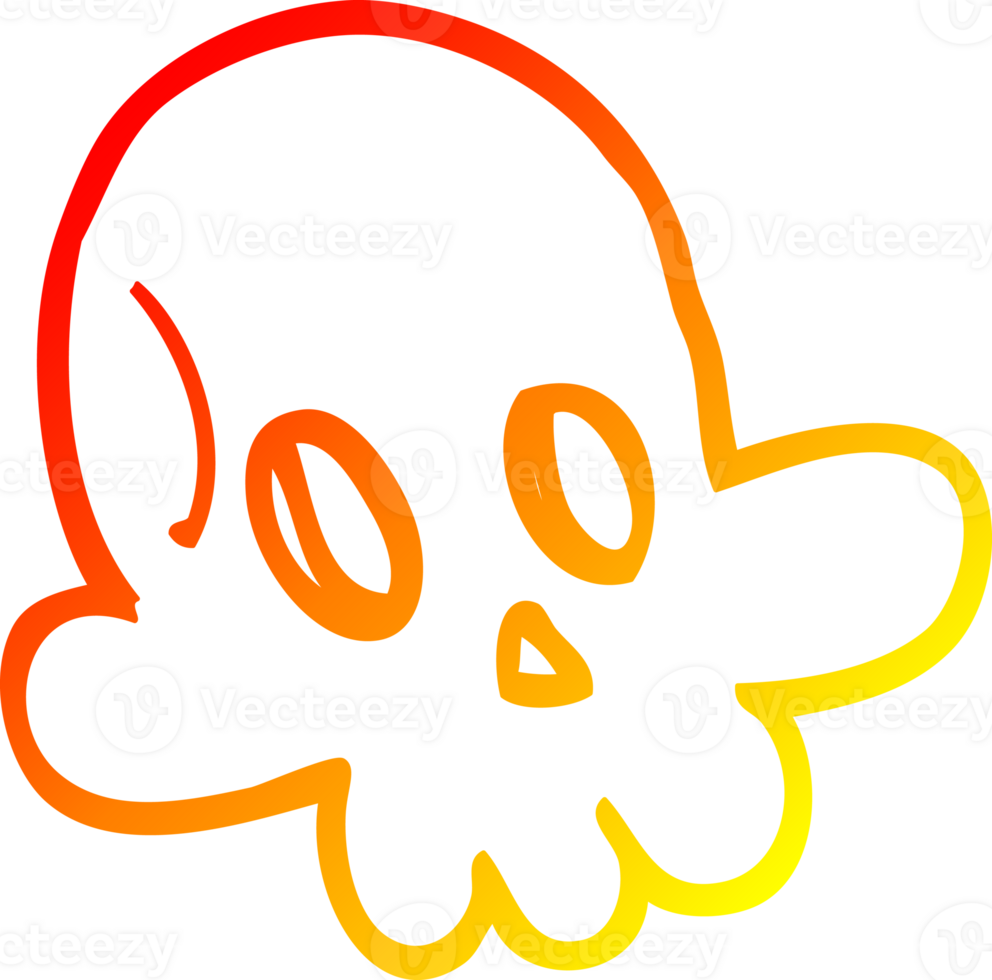 warm gradient line drawing of a cartoon halloween skull png
