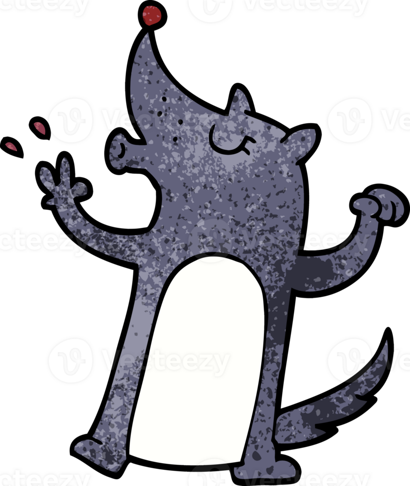 cartoon doodle howling wolf png
