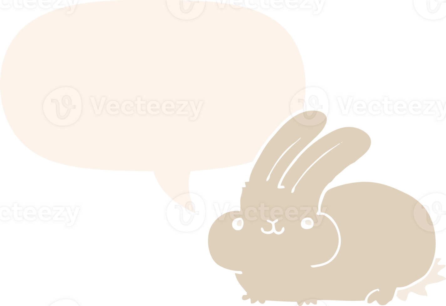cartoon rabbit with speech bubble in retro style png