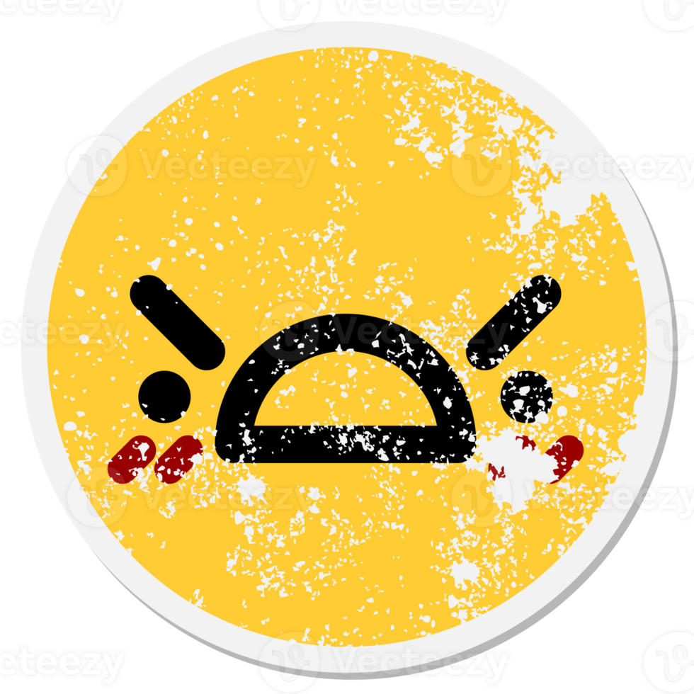 angry face circular sticker png