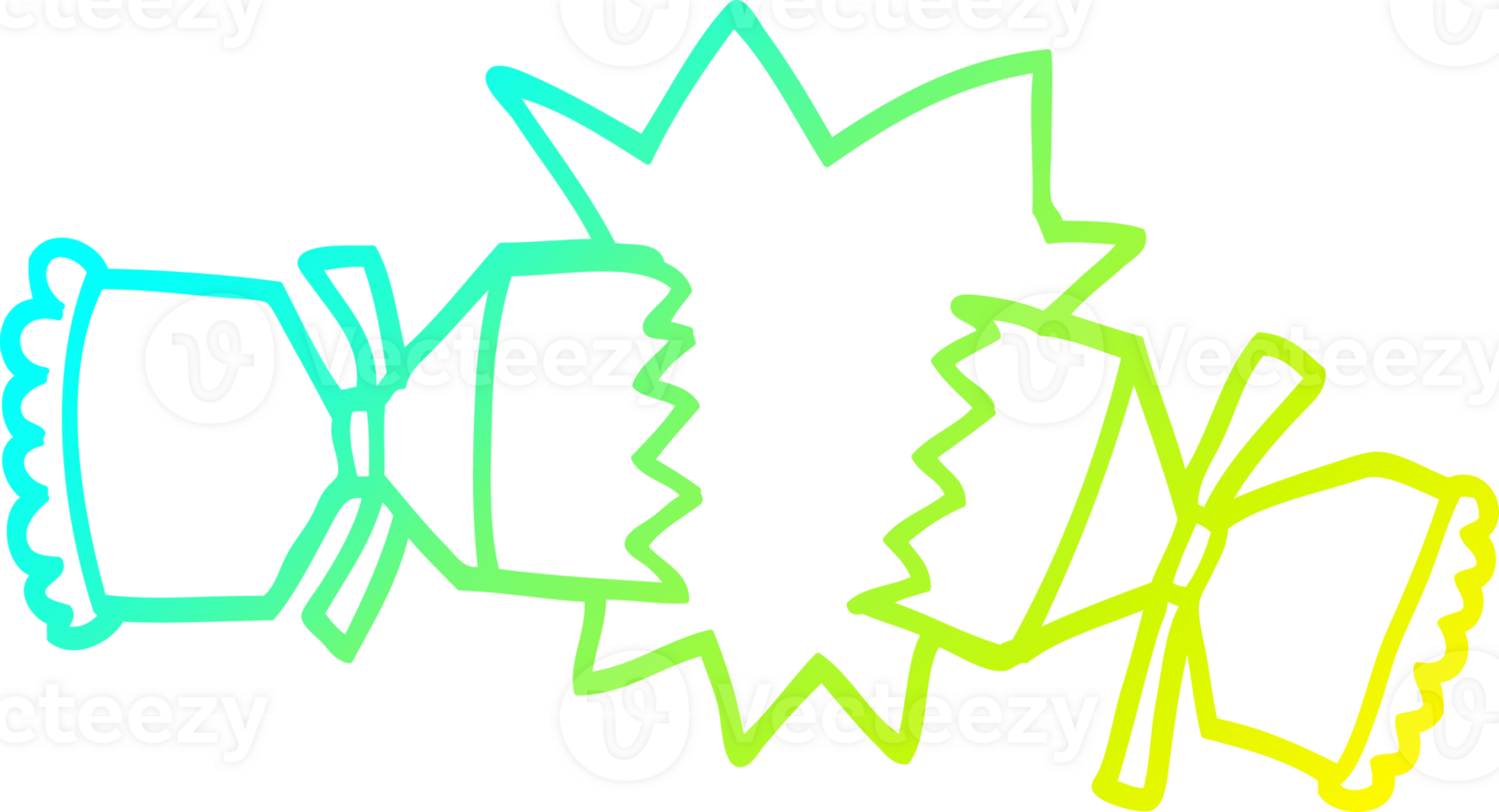 cold gradient line drawing of a cartoon cracking cracker png