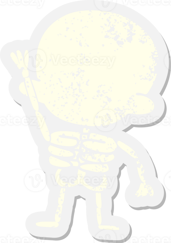 skeleton waving grunge sticker png
