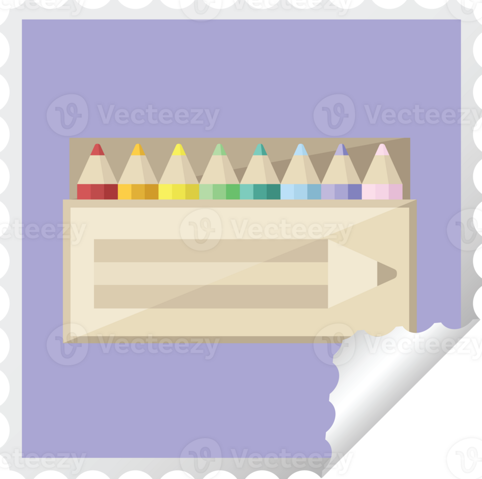 pack of coloring pencils graphic square sticker stamp png