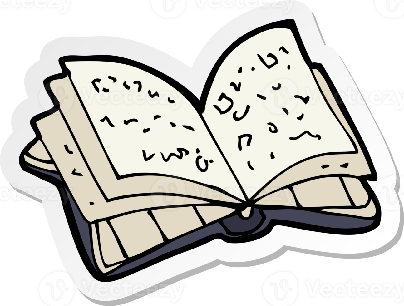 sticker of a cartoon open book png