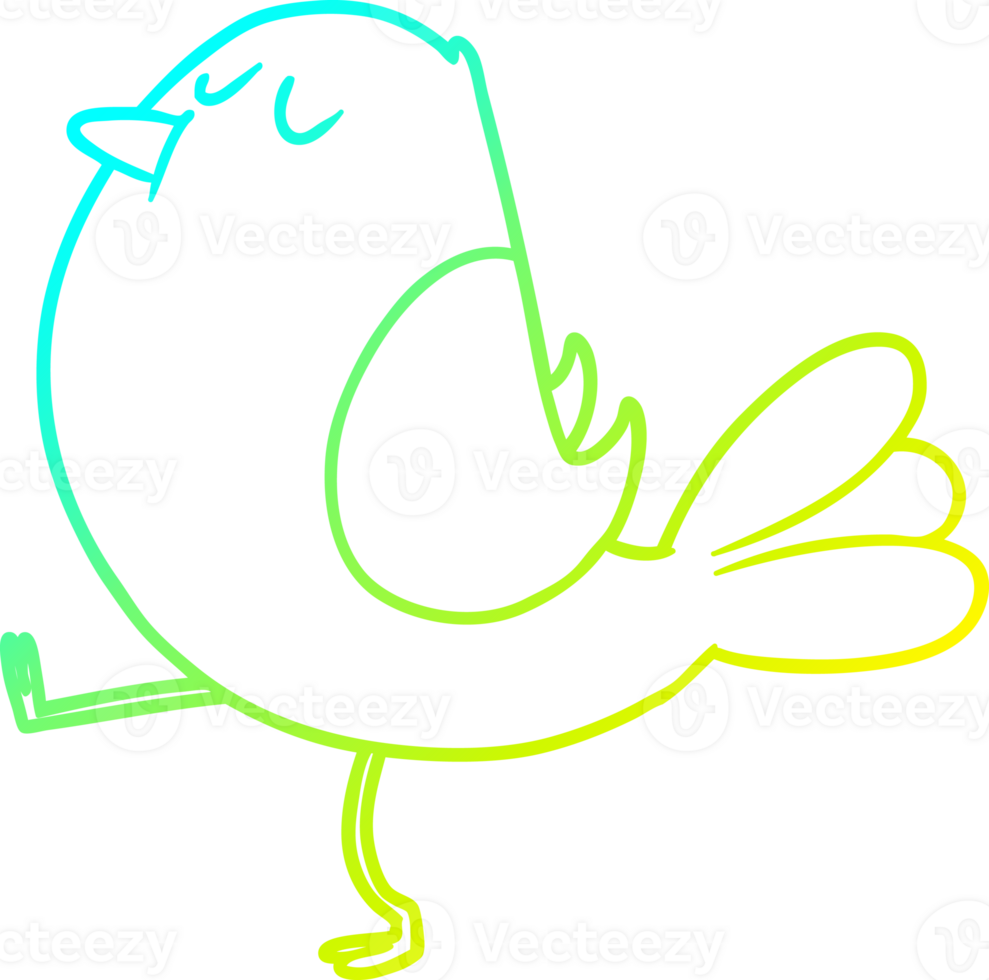 cold gradient line drawing of a cartoon bird png