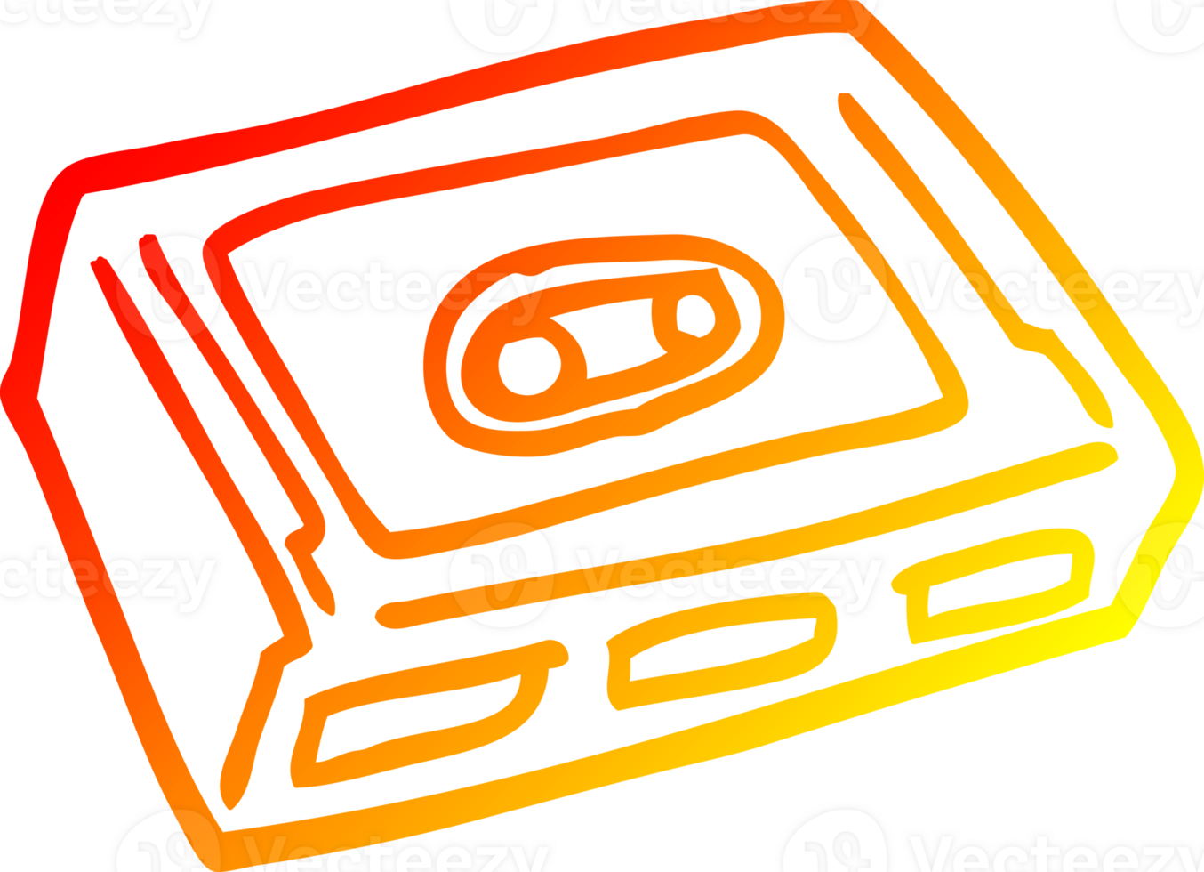 warm gradient line drawing of a cartoon cassette tape deck png