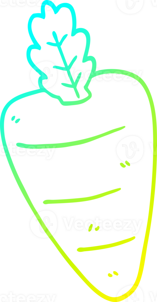 cold gradient line drawing of a cartoon carrot png