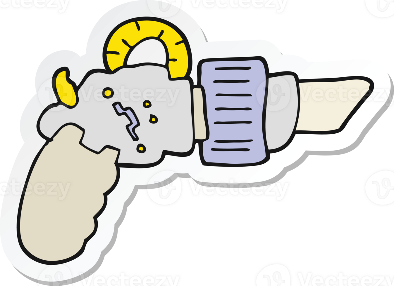 sticker of a cartoon ray gun png