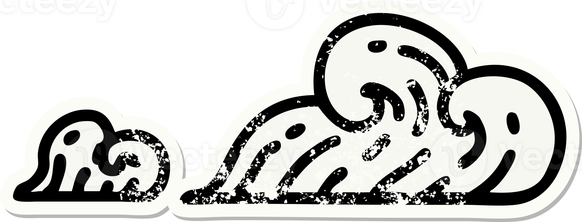 distressed sticker tattoo in traditional style of clouds png