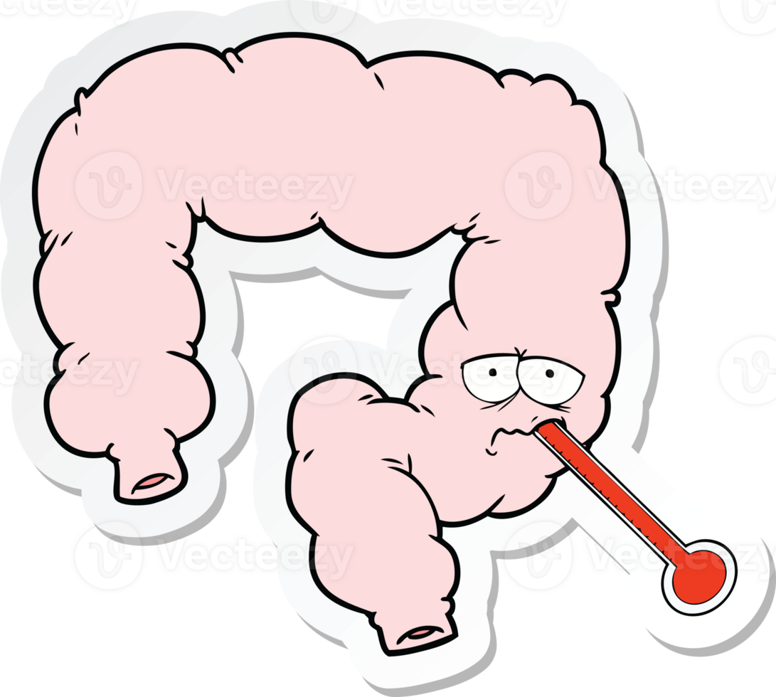sticker of a cartoon unhealthy colon png