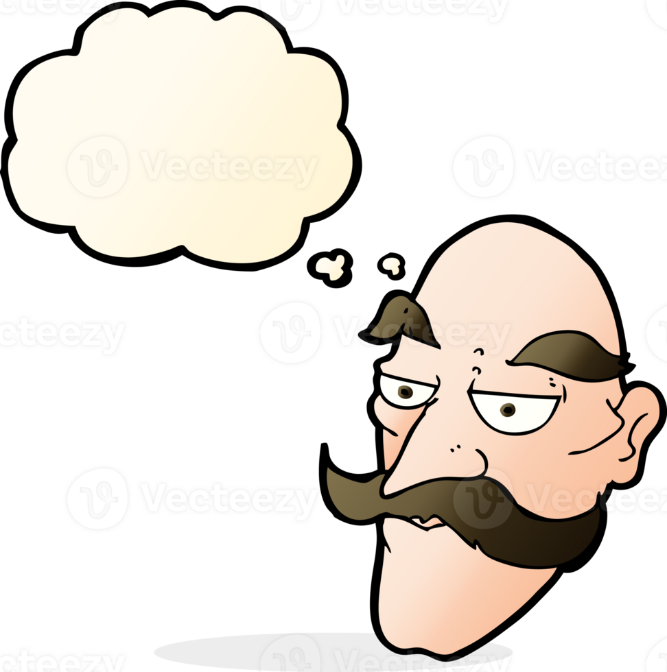 cartoon old man face with thought bubble png
