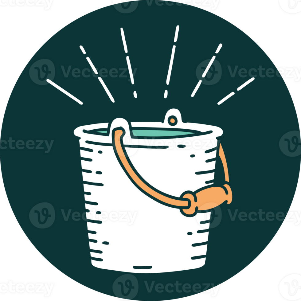 icon of a tattoo style bucket of water png