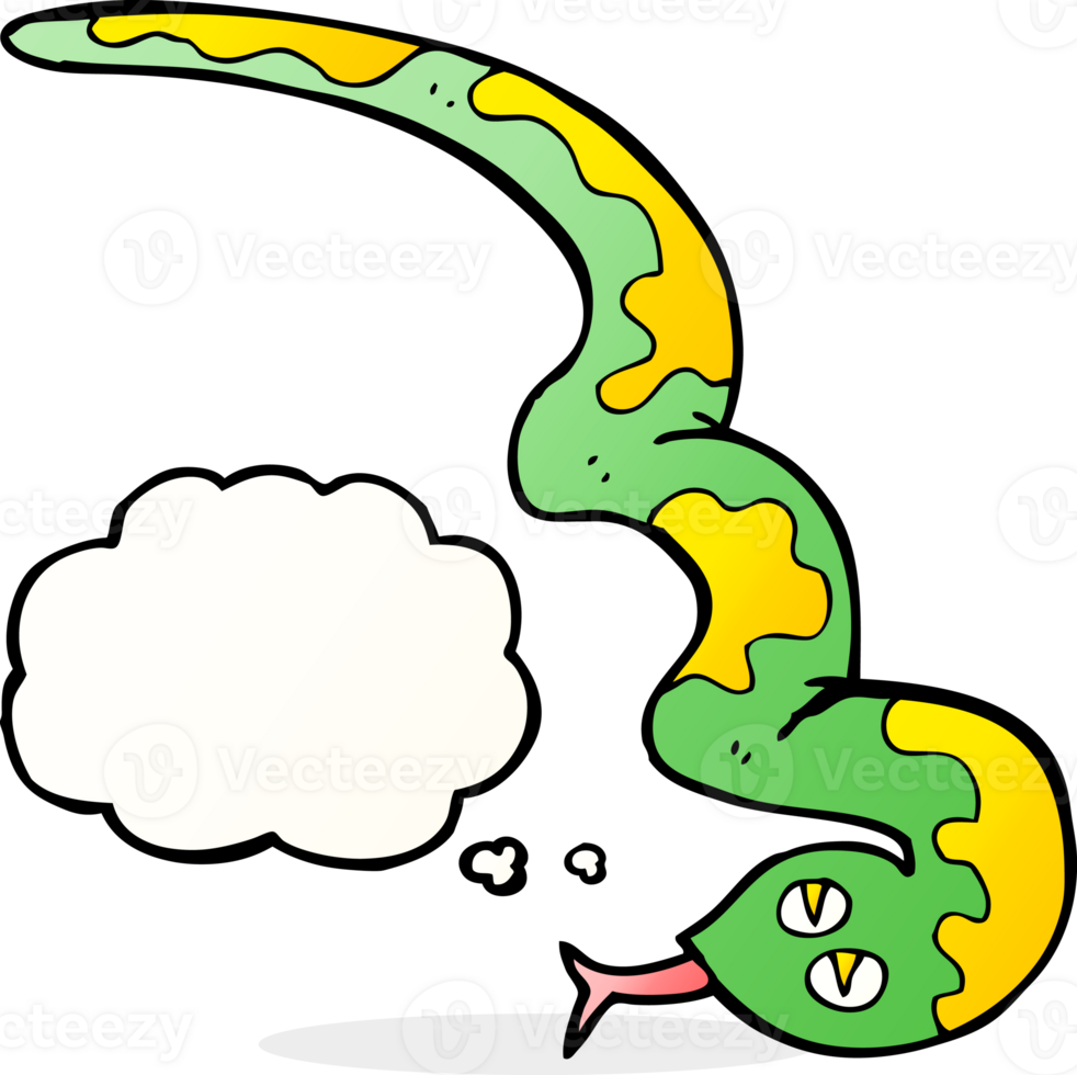 cartoon hissing snake with thought bubble png