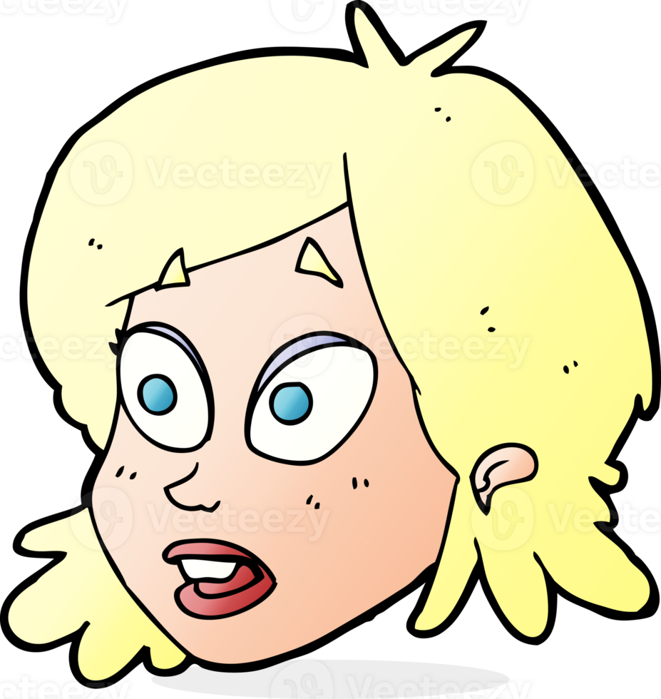 cartoon female face with surprised expression png