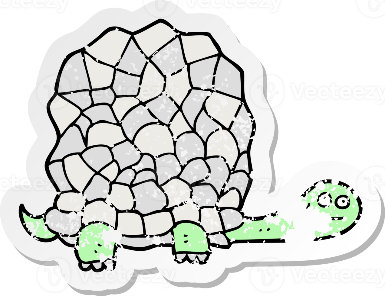 retro distressed sticker of a cartoon tortoise png