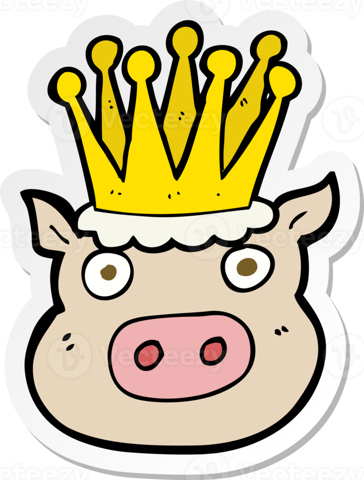 sticker of a cartoon crowned pig png