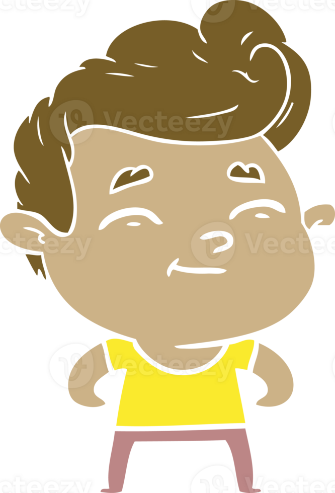 happy flat color style cartoon man png